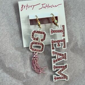 Betsey Johnson Pink Glam Team Earrings